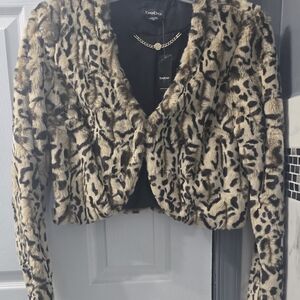Bebe Women's Animal Print Faux Fur Jacket